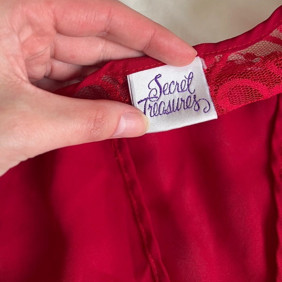 VINTAGE Secret Treasures lace flowy midi red robe - Picture 6 of 16